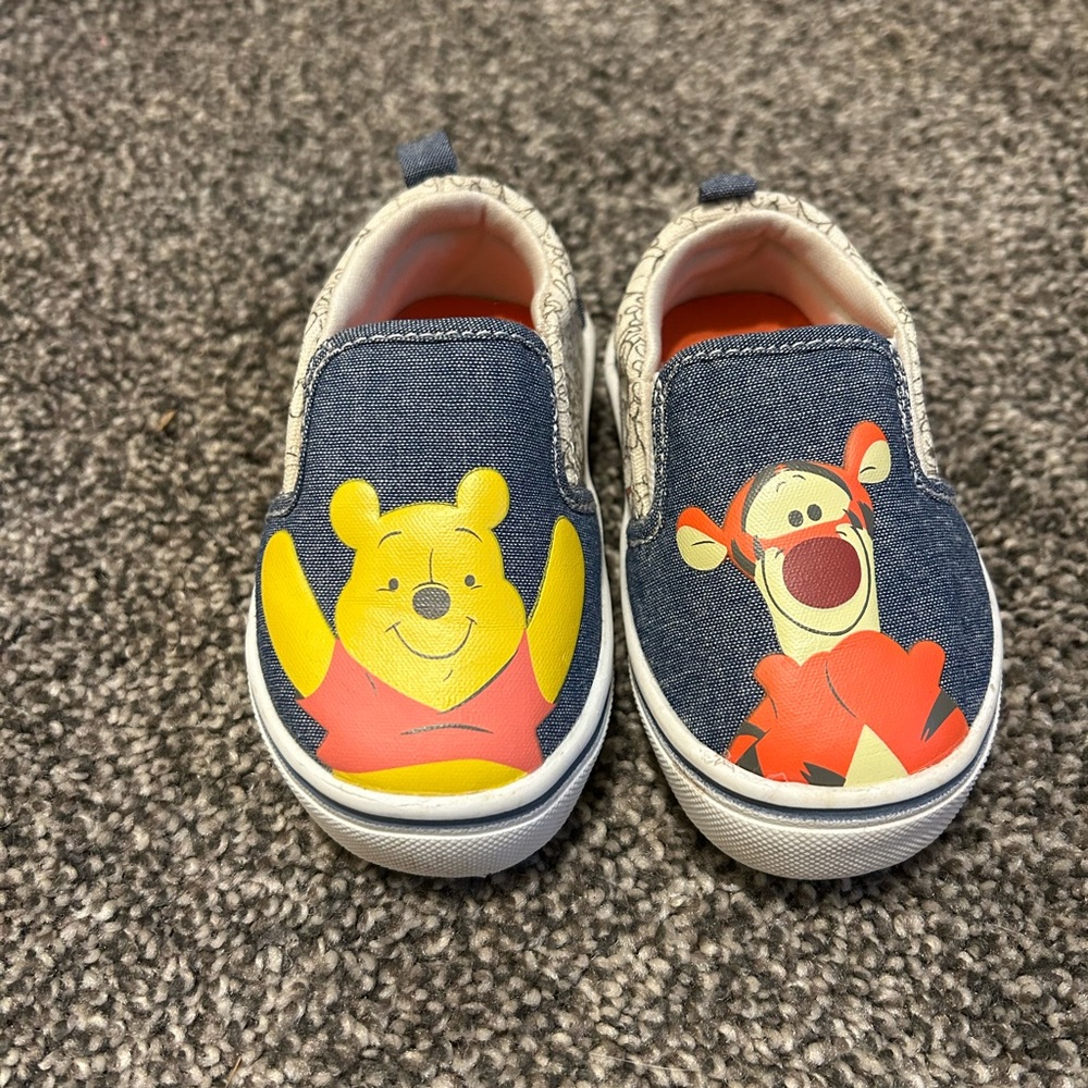 Disney Kids Slip-On Shoes - Blue with Winnie the Pooh and Tigger